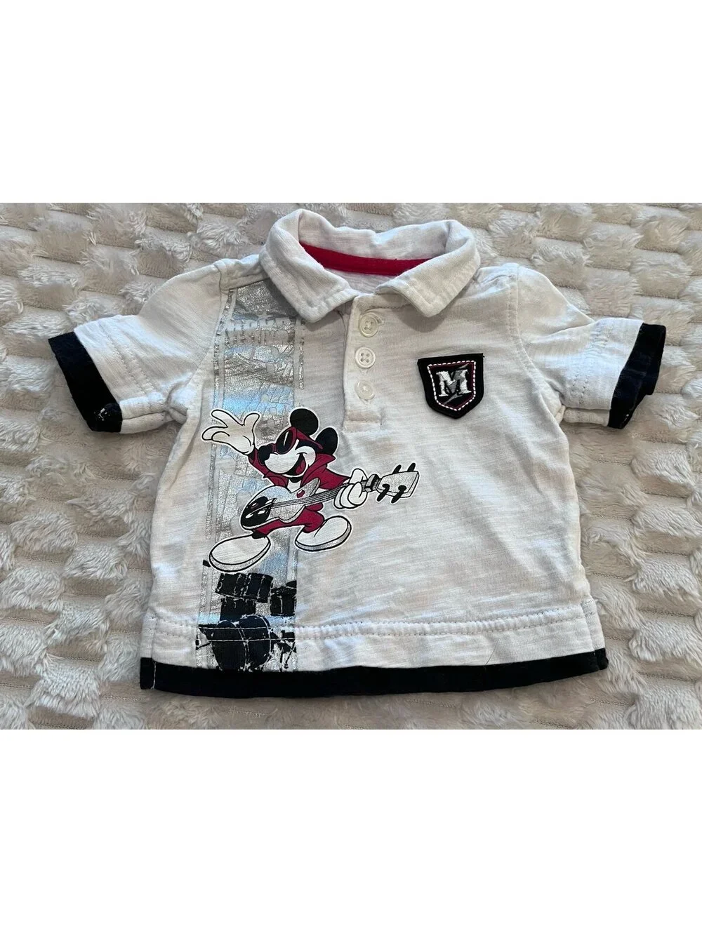 Disney Newborn Mickey Mouse Polo Shirt + Jeans Baby Boy Outfit Set (Size NB)